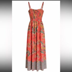 Angie Floral Peach Maxi Dress NWT Size M